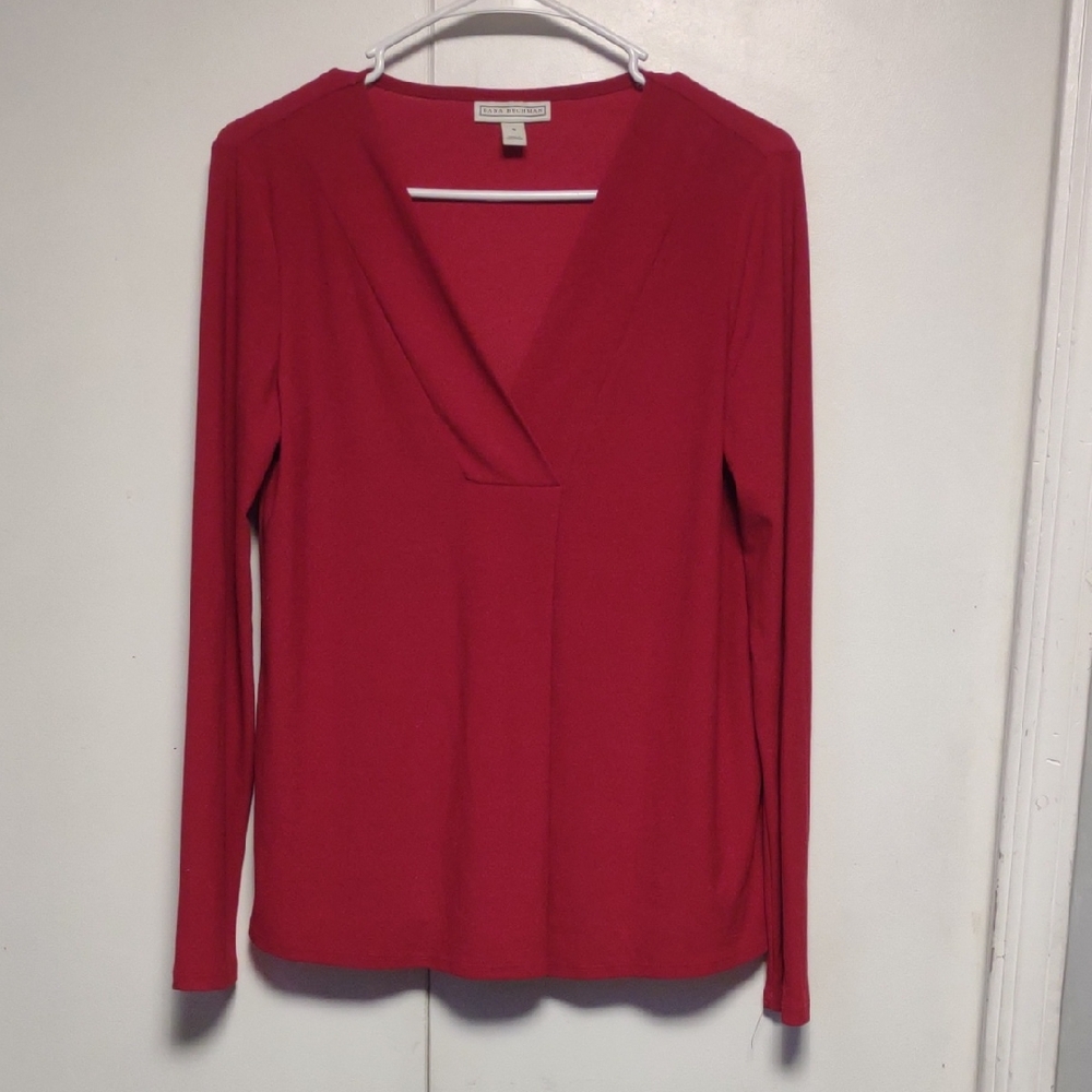 Coldwater Creek Crimson Long Sleeve V-Neck Top